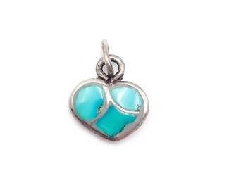Southwest Sterling And Turquoise Heart Pendant