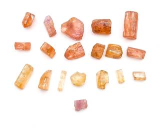 Group Of Nineteen Natural Uncut Imperial Topaz Gemstones