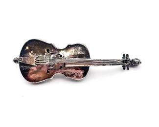 Miniature Vintage Sterling Silver Violin Pin