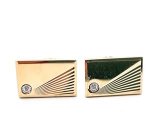 Pair of Vintage Rectangular Cufflinks With Crystal Accent