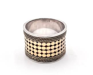 Anna Beck Sterling Silver And 18K Gold Plate Cigar Band Ring