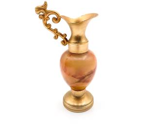 Small Decorative Gold-Tone Vase With Onyx Body