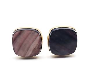 Pair Of Vintage Gold Tone And Abalone Cufflinks