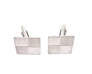 Pair Of Vintage Square Silver-Tone Cufflinks