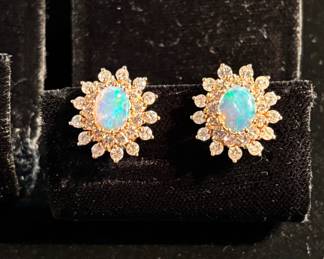 Opal and diamond earrings 
