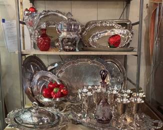 Large selection of silver plate at great prices for all your entertaining... 