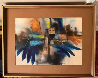 Original watercolor  of a stylized Katsina 