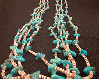 4 strand heishe turquoise nugget necklace 