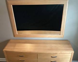 Wooden Framed Mirror And 8 Drawer Dresser 