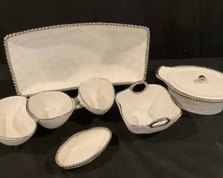White And Silver Serving Set
