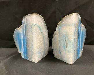 Blue Geode Bookends 