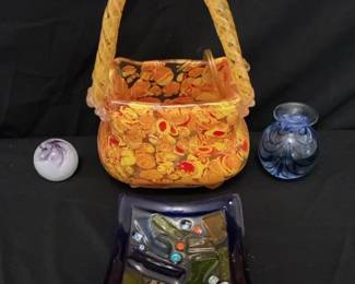 Purse Lamp And Colorful Glass Pieces