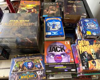 Computer games. World of Warcraft. Jack box games. Grim fandango. Star Wars. Star Trek. And more