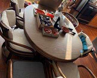 Bamboo rattan dining table with 6 chairs