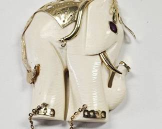 14K Gold Carved White Elephant