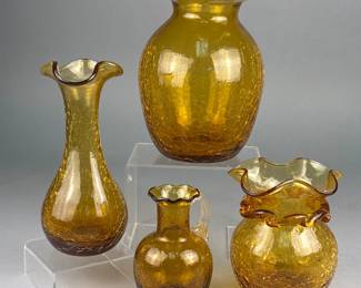 Amber Crackle Glass