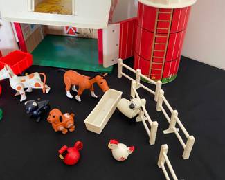 Vintage Fisher-Price Little People Play Family Farm - set includes Barn, Silo and various animal and farmer figures