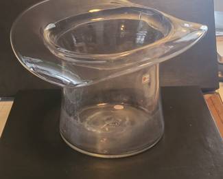 Blenko "Top Hat" clear art glass ice bucket, which can also be used as a vase.
