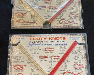 a vintage Boy Scouts of America (BSA) "Forty Knots" visual aid for knot tying.