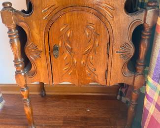 Art Deco Period Chairside Humidor has two racks to hold magazines or books - copper plated liner (18"W11"D26"H)