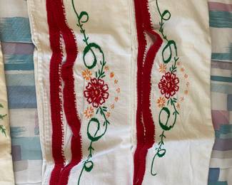 vintage hand-embroidered pillowcases