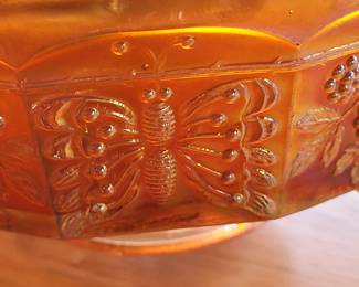 Fenton Marigold Carnival glass Butterfly & Berry Pattern Master Berry Bowl