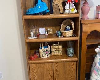 wood bookcase with adjustable shelves and a lower cabinet