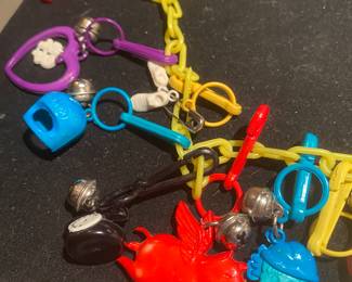 Vintage 1980's Plastic Bell Charm Necklace