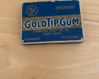 vintage empty cardboard box of Spearmint Gold Tip Gum.