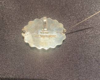 vintage Mexican sterling silver black onyx brooch.