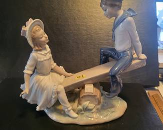 retired Lladro "See-Saw" porcelain figurine