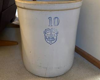 #10 crock UHL Pottery Co. Acorn Wares. UHL Pottery Company operated in Huntingburg IN