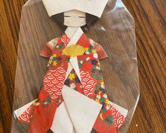 Vintage Japanese Origami paper doll - handcrafted from patterned Japanese washi paper