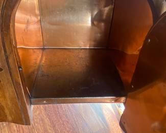 Art Deco Period Chairside Humidor has two racks to hold magazines or books - copper plated liner (18"W11"D26"H)
