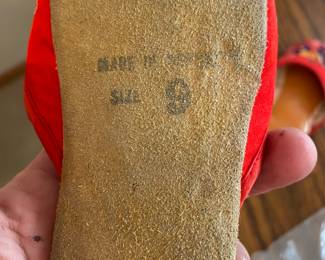 Pair of Red Embroidered traditional Chinese Phoenix slippers