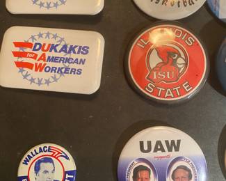 Collection of Pin Back Buttons and Pins