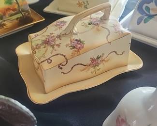 Victorian covered cheese dish in the "Milton" pattern.