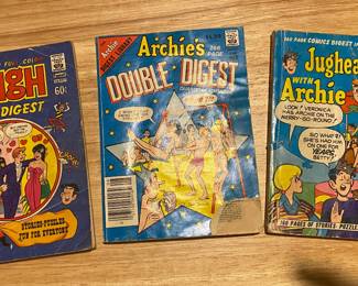 vintage Archie Comics digests:
Laugh Comics Digest No. 12: A 160-page full-color digest featuring stories, puzzles, and fun.
Archie's Double Digest (Archie Digest Library): A 256-page quarter magazine.
Jughead with Archie No. 12: A 160-page full-color digest with stories, puzzles, and fun.