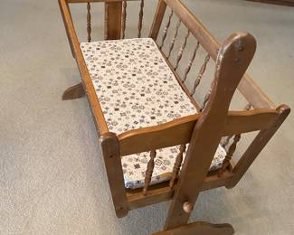 vintage wooden baby cradle or bassinet
