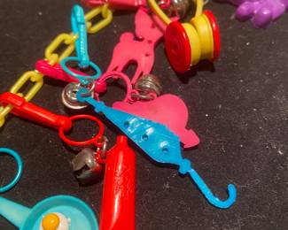 Vintage 1980's Plastic Bell Charm Necklace