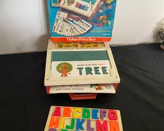 Vintage Fisher -Price School Days Play desk - set includes stencil cards and magnetic letters