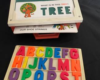 Vintage Fisher -Price School Days Play desk - set includes stencil cards and magnetic letters