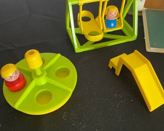 Vintage Fisher - Price Little People Play Family School house - set opens up to reveal a classroom - set includes teacher, students, classroom items and playground equipment