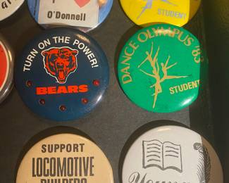 Collection of Pin Back Buttons and Pins