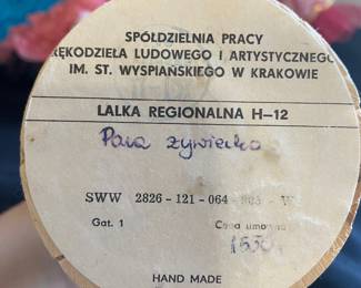 vintage, handmade Polish folk doll couple, dressed in traditional clothing from the Zywiec region of Poland.