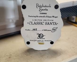 Patchwork Santa figurine by Lang & Wise based on the artwork by Susan Winget