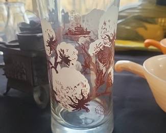set of vintage Anchor Hocking "Cotton Boll" pattern glassware.