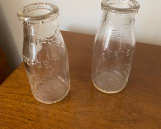 vintage half-pint glass milk bottles from the Dairy Container Corporation.