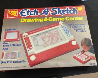 Vintage Ohio Art Etch A Sketch Drawing & Game center - set includes one Etch A Sketch unit and one fun cassette