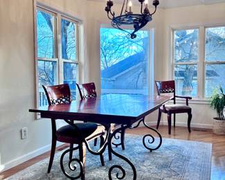 Stickley Furniture Mont Blanc Dining Table and Chairs with Two Leaves Can Seat 12 with Leaves